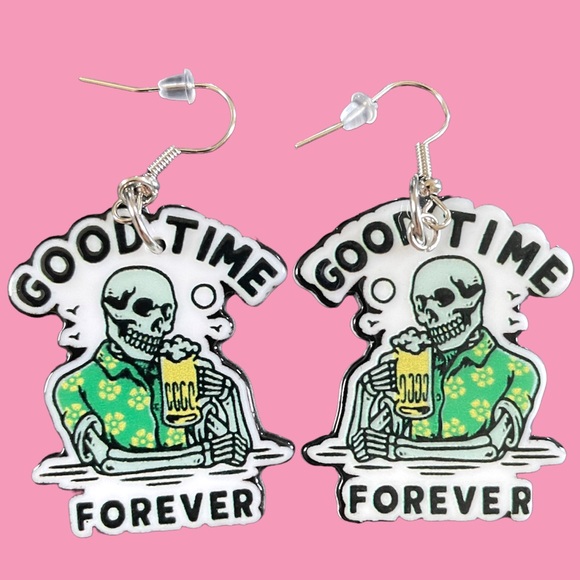 Skeleton Pastel Goth Charm Earrings - Picture 1 of 4